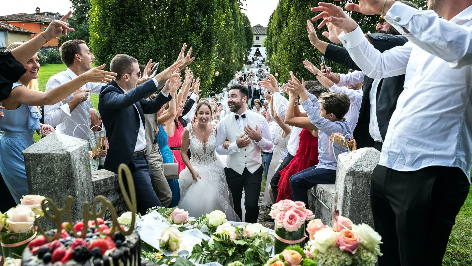 A large celebration at a Wedding